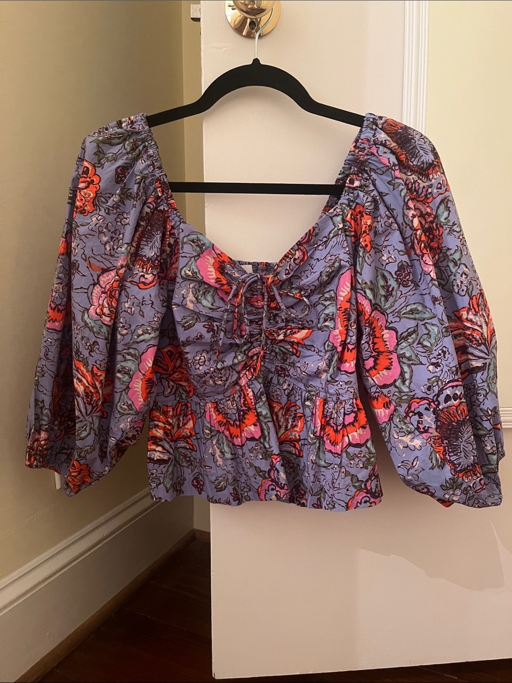 Cleobella Brenna Floral Print Peplum Organic Cotton Top Size XS